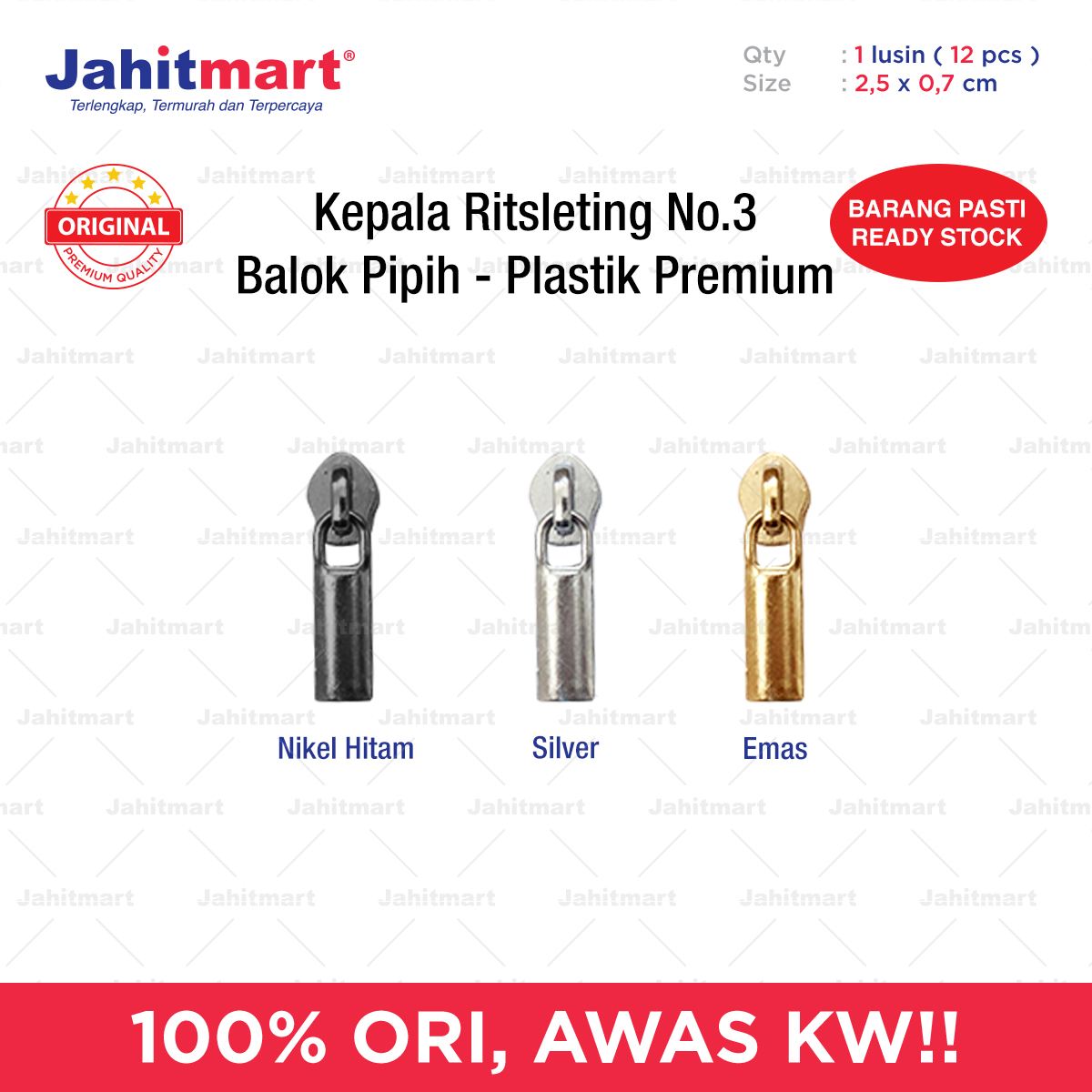 Kepala-Ritsleting-No.3-Balok-Pipih-Plastik-Premium