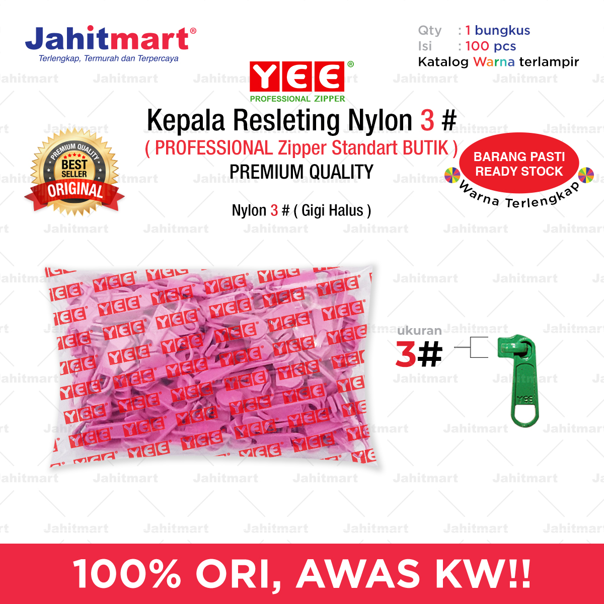 Kepala-Ritsleting-Resleting-Nylon-3-YEE-Foto-1