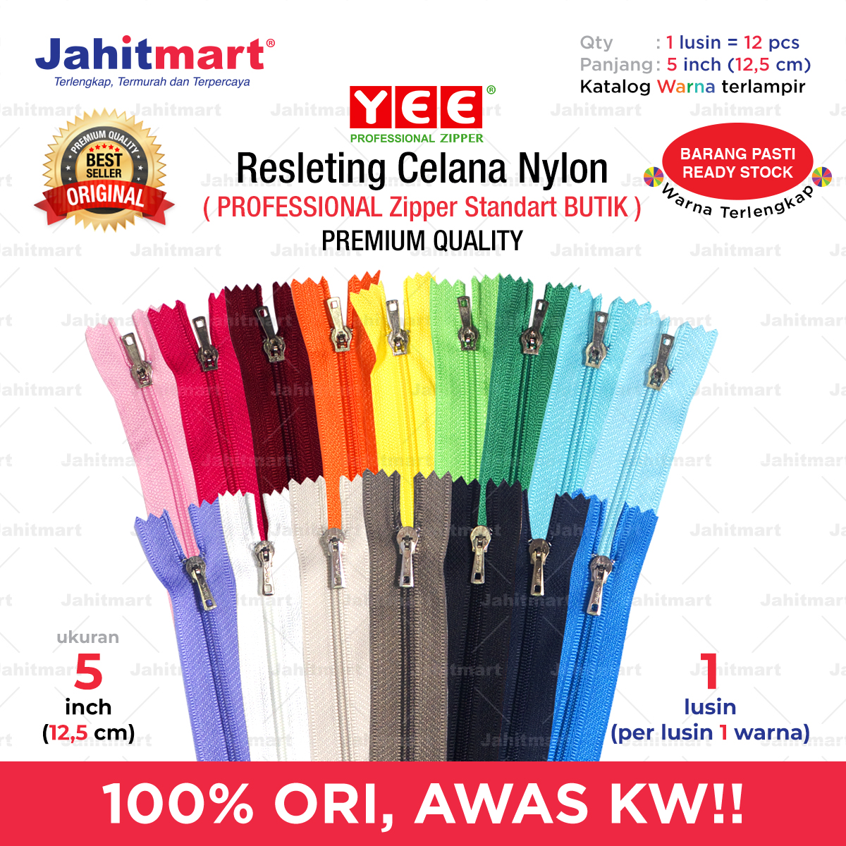 Resleting-Celanan-NYLON-1-Lusin-5-inch-125-cm-Foto-1