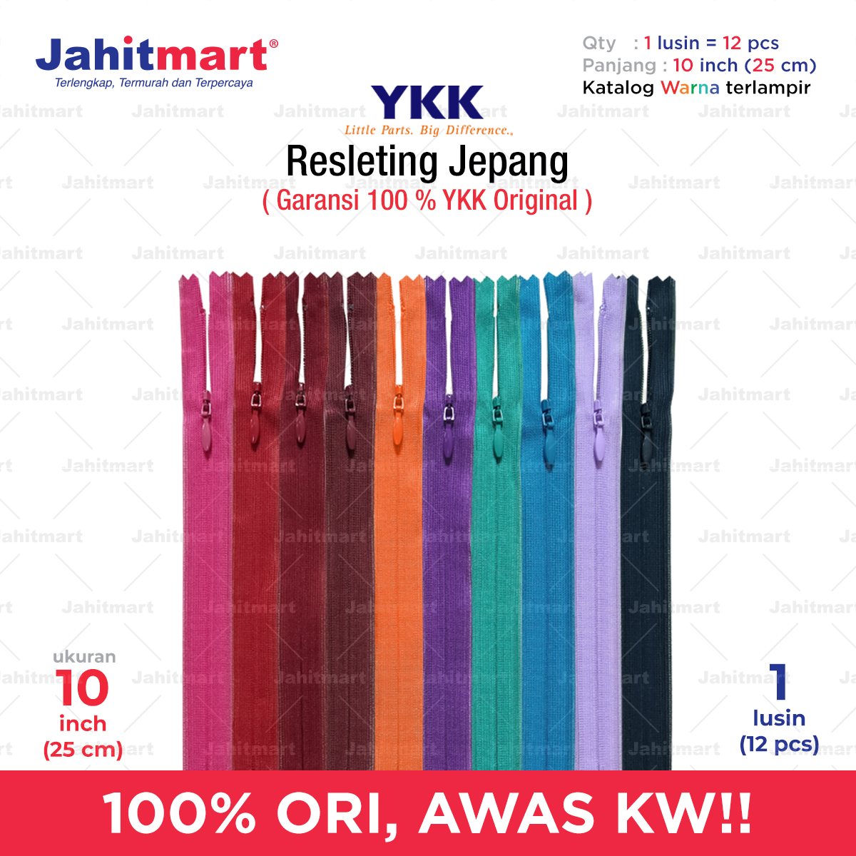 Resleting-JEPANG-10-INCH-Merek-YKK-Lusin