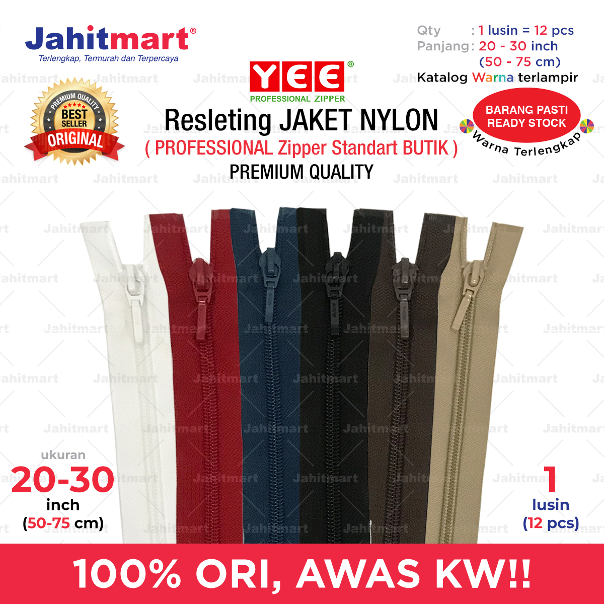 Resleting-Jaket-Nylon-1-lusin-20-inch-30-inch-Foto-1