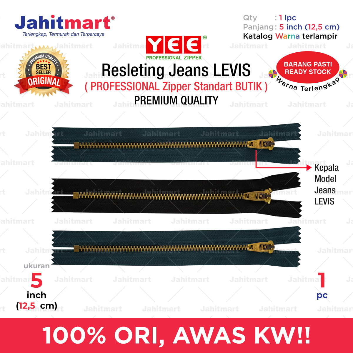 Resleting-Jeans-Levis-YGM-45-1-Pc-5-inch-125-cm-Foto-1