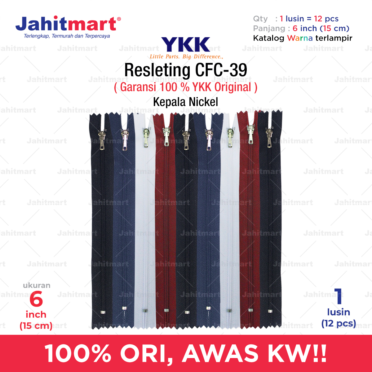 Resleting-cfc-39_6-INCH-Merek-YKK-Lusin